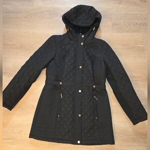 Weatherproof Black Quilted Hooded Jacket